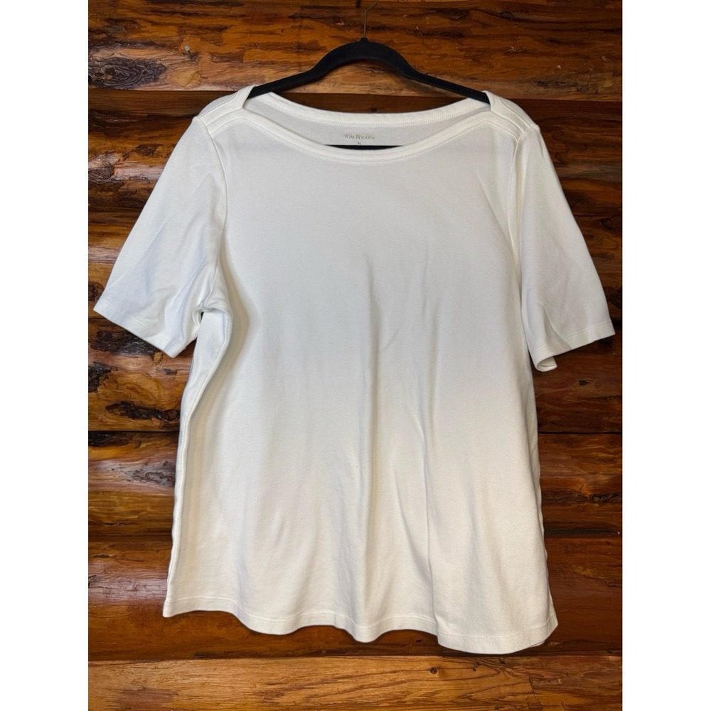Kim Rogers White Short Sleeve Boat Neck T-Shirt Size XL
